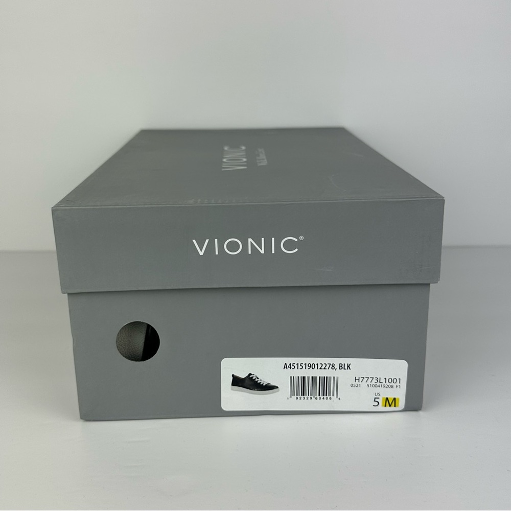 NWB Vionic Winny Leather Embossed Detail Black Lace-Up Sneakers - Size: 5 - Picture 12 of 14